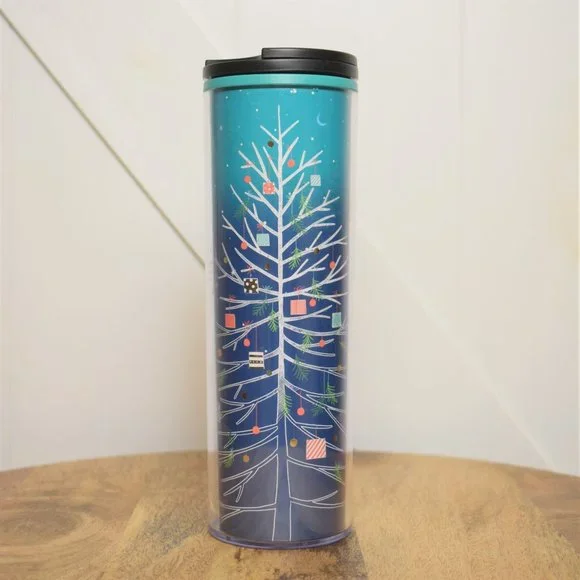 Starbucks | Kitchen | Starbucks Holiday Christmas Tree 6oz Grande Reusable  Plastic Tumbler Blue | Poshmark